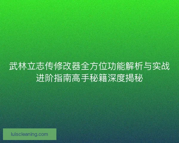 武林立志传修改器全方位功能解析与实战进阶指南高手秘籍深度揭秘
